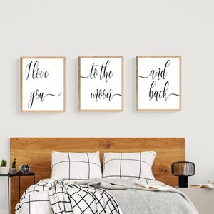 Set of 3 Prints, Printable Wall Art, Bedroom Wall Decor Over the Bed ...