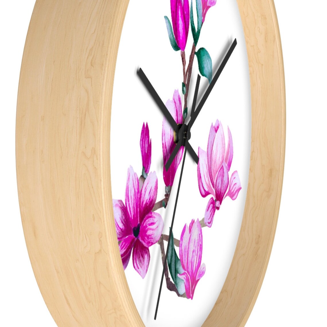 Watercolor Magnolia Wall Clock. Wooden Wall Clock. 10 Inches Etsy