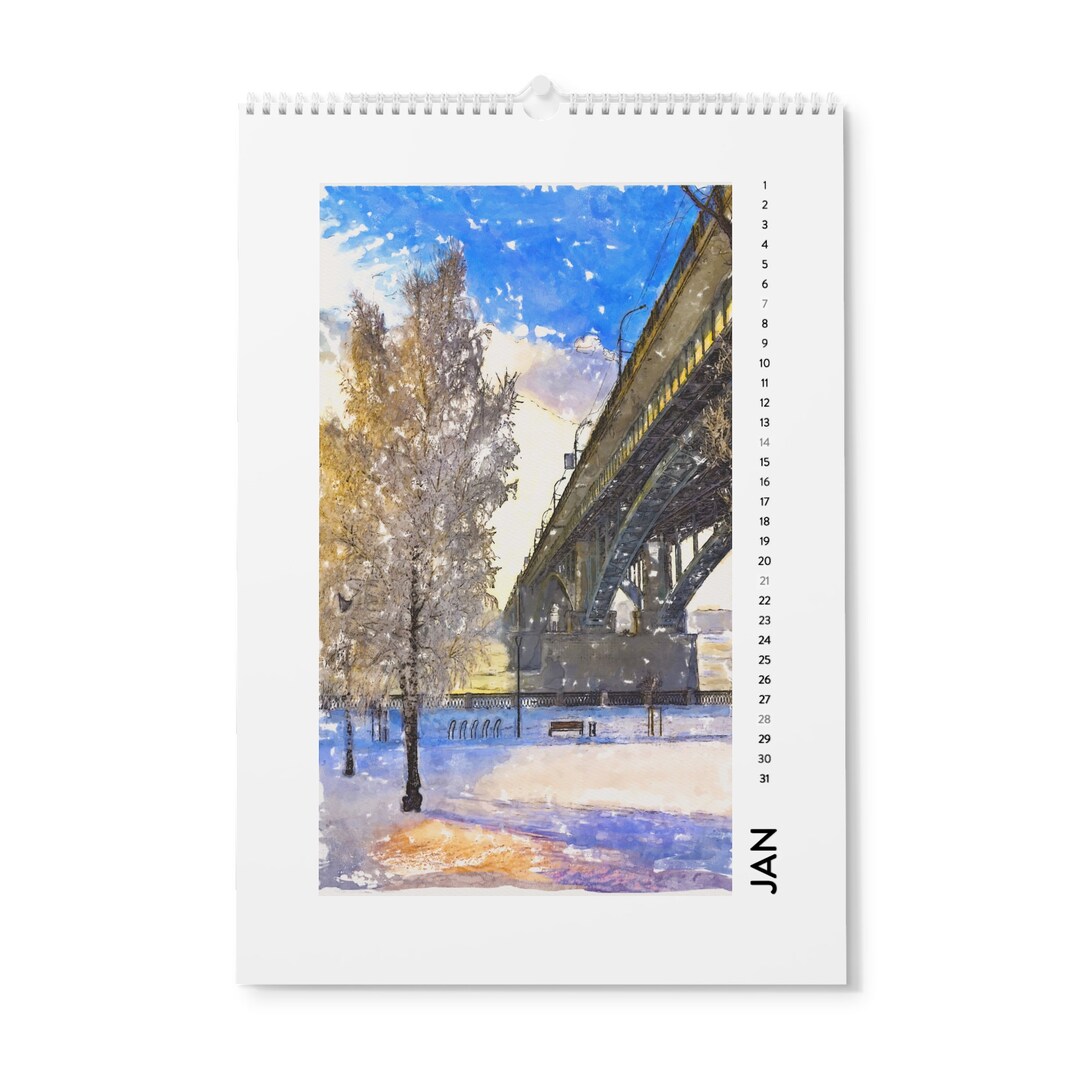A3 Illustrated Wall Calendar 2024. Watercolor Art Calendar. Eco ...