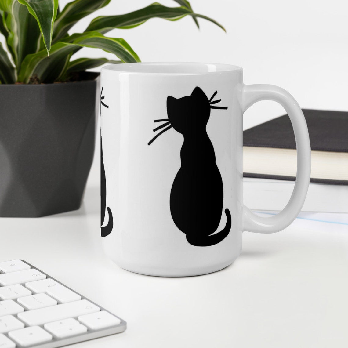 Black Cat Coffee Mug. Black and White Ceramic Mug. Cat Lovers Gift Etsy
