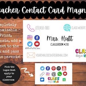 Teacher Contact Card | Editable