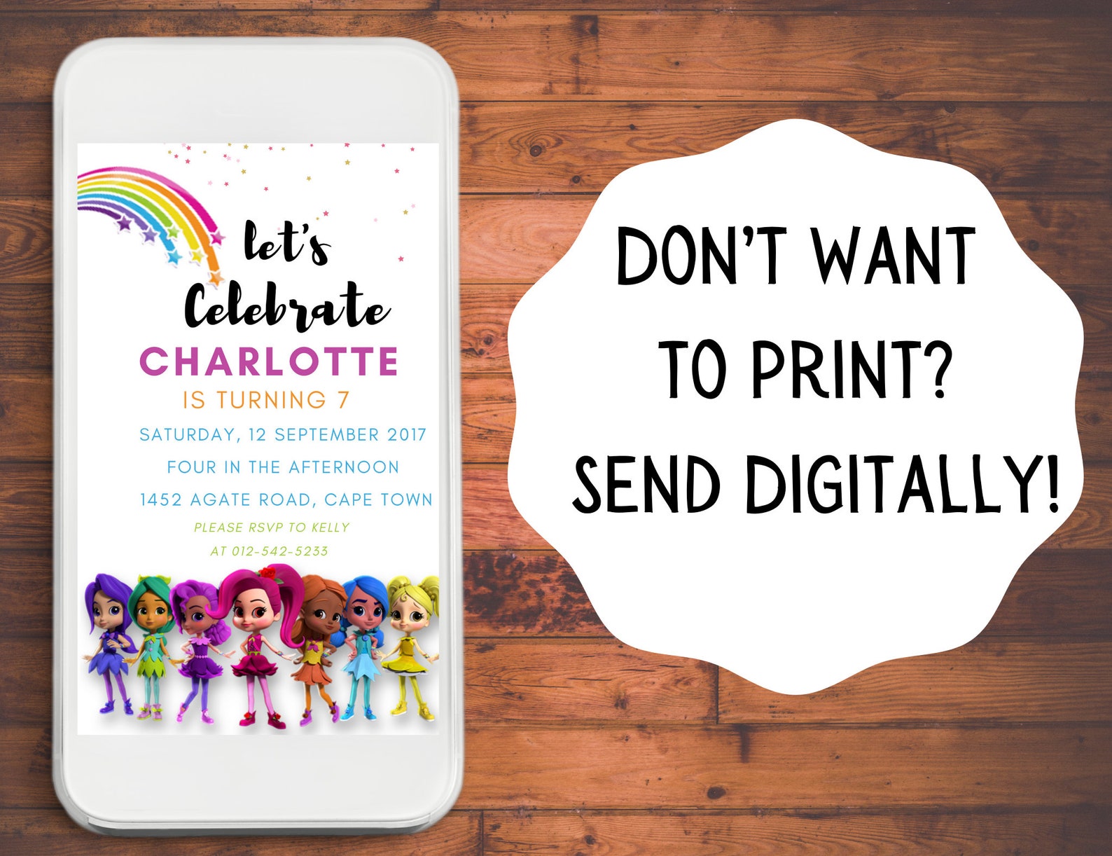 Rainbow Rangers Kids Birthday Invitation | Digital & Editable Instant ...