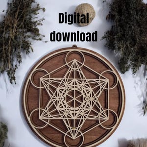 File SVG del cubo di Metatron / Design di taglio laser di geometria sacra / Arte murale spirituale / Taglio laser e Glowforge