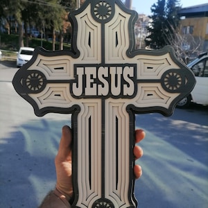 Layered Christian Cross SVG File – Laser Cut Religious Decor, Digital Download for laser cut, Glowforge, xTool