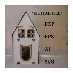Laser Cut Dollhouse SVG File – DIY Wooden Toy House Digital File