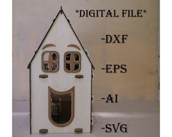 Laser Cut Dollhouse SVG File – DIY Wooden Toy House Digital File