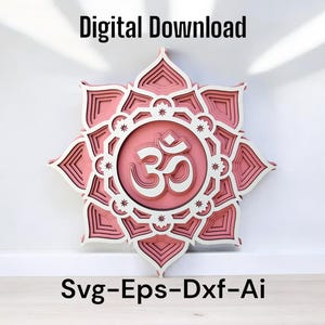 Gelaagde lotus-mandala SVG-bestand - spirituele muurkunst voor Glowforge, xTool, Cricut - Zen Flower Cut-bestand voor lasersnijden