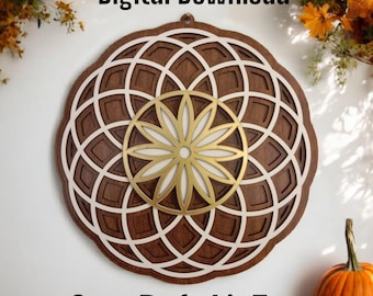 Mandala toroidal en capas SVG: Geometría sagrada, archivo de corte láser (descarga digital).