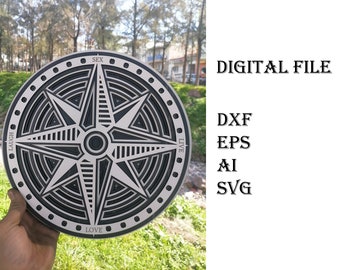 Wall hanging Multi-Layer Compass SVG: Laser Cut File (Digital Download)