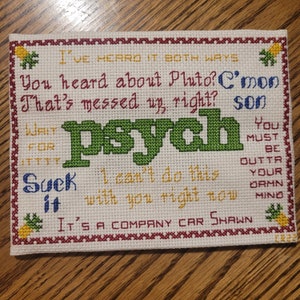 Psych - Catchphrases - Cross stitch PATTERN