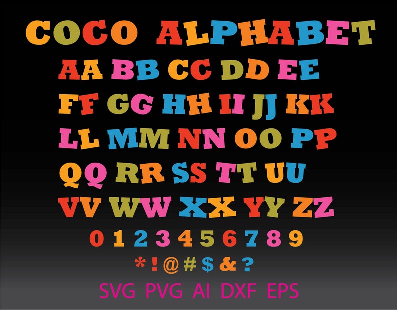 Coco font svg Coco movie font Disney coco font Coco letters | Etsy