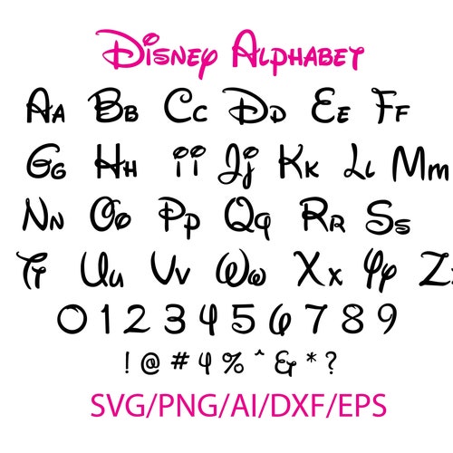 walt disney letters disney alphabet svg font svg alphabet etsy