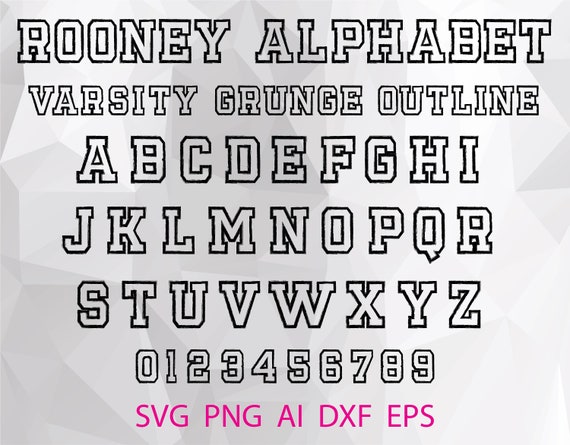 Download Varsity Font Svg Grunge Font Svg Outline Font Svg Varsity Etsy
