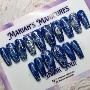 Constellation Cutie press on nails / zodiacs / astrology / zodiac nails / blue nails / stars / sun / moon / galaxy nails / glue on nails