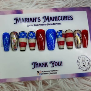 1776 Press on nails | 4th of july nails | USA Flag  independence day | red white blue | America | false nails | glue on nails | Summer nails