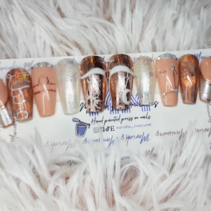 Zodiac Libra Press On Nails | Astrology | Constellation | Rose Gold | Opal | Libra Scale