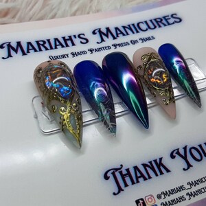 Dragon Opal press on nails | fantasy | mythical | crystal | textured nails | fairytale | glue on nails | whimsy | color shift