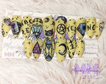 Spirit Board 2 press on nails | Horror | Ghost | Ouija | Scary nails | witchy nails | black nails | Halloween nails | gothic / glow in dark