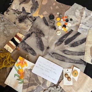 Your Pick - Eco Printed Naturally Plant Dyed Fabric Bundles, Scrap Fabrics, Craft Pack, Slow Stitch Kits, and Textiles for Crafting Projects
