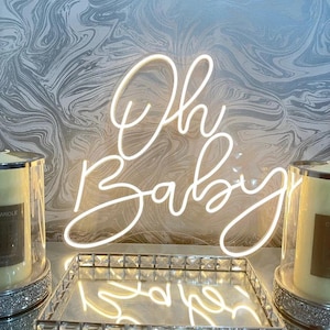 Oh Baby, enseigne néon baby shower, enseigne au néon, décoration murale, nom néon, PNG pour chemise, décoration de chambre d'enfants, nom de bébé, téléchargement numérique