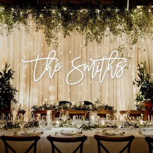 Letrero de neón personalizado para bodas, regalos de aniversario, regalos para parejas, letrero de neón con nombre de boda personalizado, decoración de pared de compromiso con fondo de boda