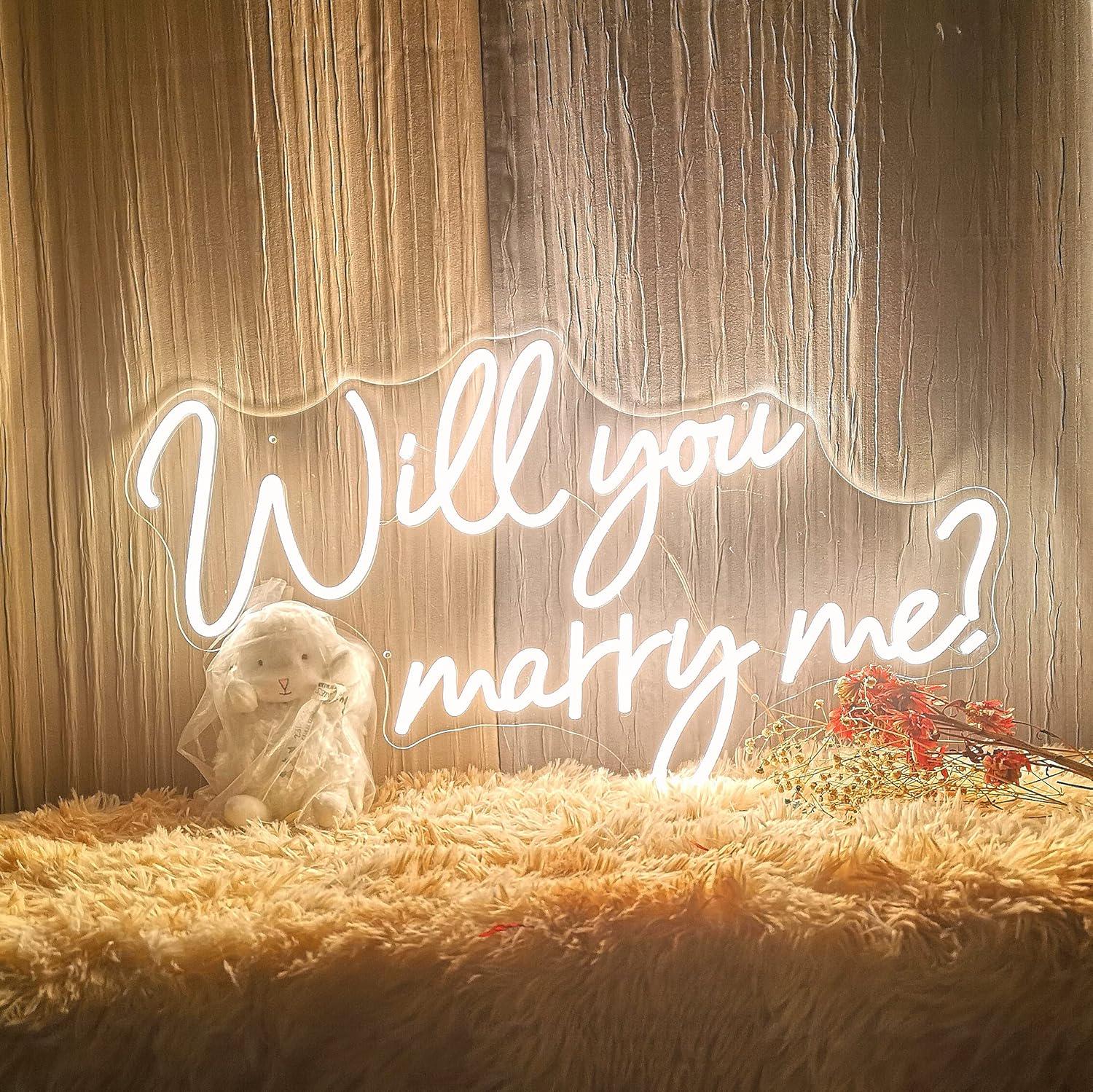 Will you marry me Neon Sign,Custom Wedding Name Neon Sign,Wedding Backdrop Engagement Wall Decor Gifts,Anniversary Gifts,Gifts for Couple
