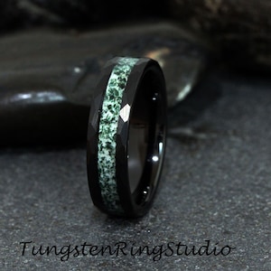 6 mm grüner Moosachat Schwarz Hammer Ring 8mm 4mm Wolfram Ehering Männer Ehering Moosachat Schwarz Herrenring Männer & Frauen