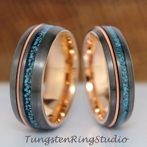 アクセサリー STANLEY GUESS Wood Guitar Ring #16 Wood Guitar String Black Tungsten Ring Set Men Women Wedding