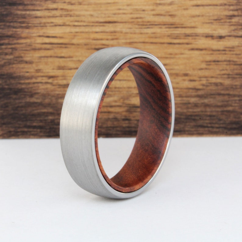 Red Black Iron Wood Mens Wedding Rings White Tungsten Wood Ring Lined With Desert Iron Wood 8mm 6mm Ring Anniversary Ring Wooden Mens Rings