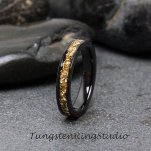 Citrine Ring Dainty 4mm German Glass Wedding Black Tungsten Carbide Ring 4 8mm Women Mens Ring Band Yellow Gold Anniversary Band Anniversary