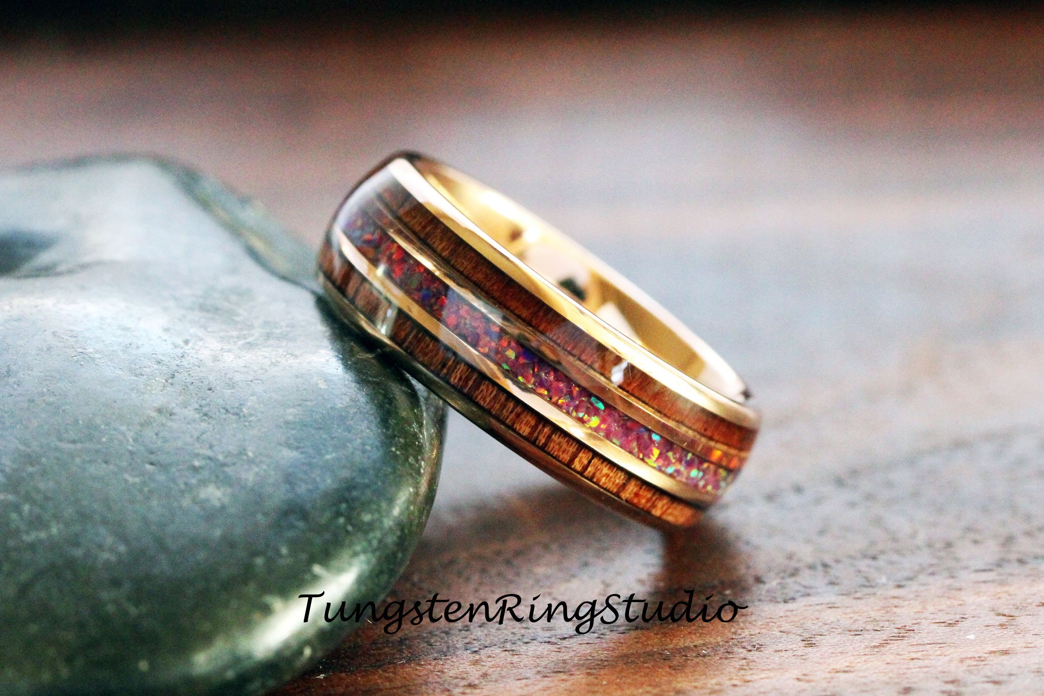Anillo De Martillo Chapado En Oro Amarillo Para Mujer, Banda De Boda De