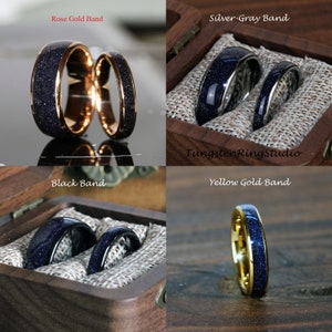 Nebula Ring Rose Gold Polished Tungsten Wedding Ring Blue Sandstone Gold Silver Black Ring Outer Space Mens Ring Men & Women zdjęcie 6