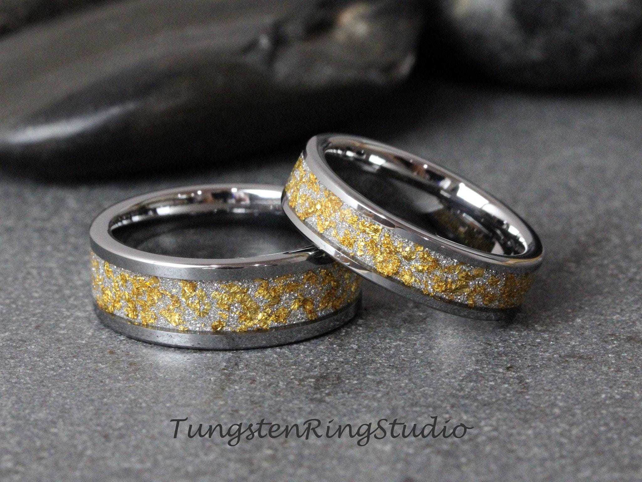 Anelli Coppia Beydodo Anelli Di Coppia In Tungsteno Personalizzabili - Beydodo Nero Spazzolato Anelli Coppia Tungsteno