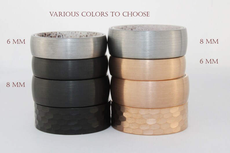 Red Black Iron Wood Mens Wedding Rings White Tungsten Wood Ring Lined With Desert Iron Wood 8mm 6mm Ring Anniversary Ring Wooden Mens Rings