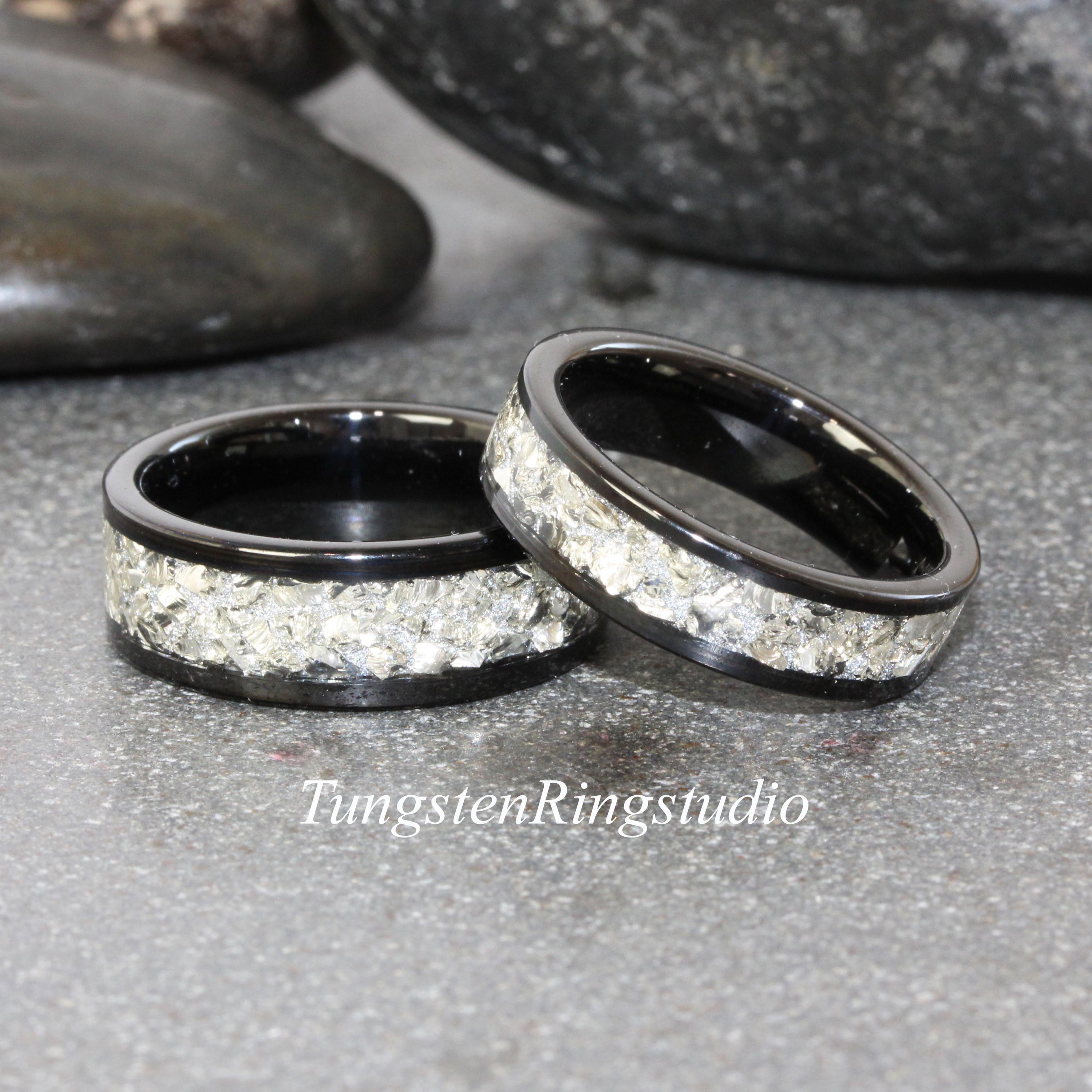 THREE KEYS Tungsten Wedding Bands – 2mm 4mm 6mm 8mm Widths, Scratch-Resistant, Plated Black & Polished