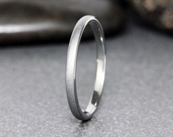 Zierlicher silbergrauer, sandgestrahlter Wolfram-Hochzeitsring, 2 mm, Silberring, minimalistischer Ring, Jubiläumsring, Herrenringe, Herrenring, Damenring