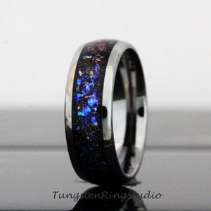 Meteorite Nebula Ring 6mm 8mm Silver Gray Band Men Women Ring Outer Space Ring Wedding Ring Anniversary Ring Doom Comfort Fit Tungsten Ring