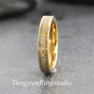 Anillo delicado de hoja de oro de 24 quilates, 4 mm, 6 mm, 8 mm, anillo de boda de lámina de oro, anillo de carburo de tungsteno, anillos de boda
