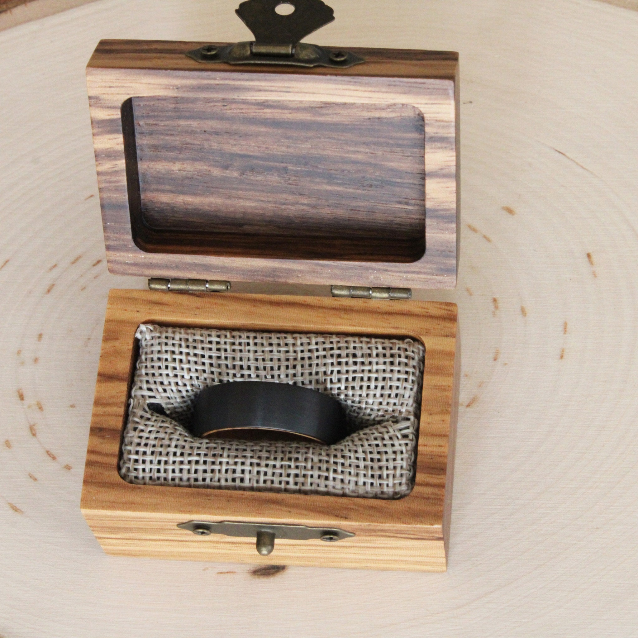 Mens Wedding Ring Black Ring With Silver Accent Sandblasted Etsy