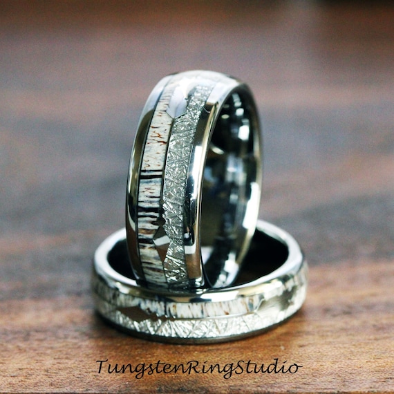Deer antler tungsten ring deals