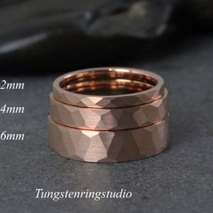 Hammer wolfraam roségoud bruiloft 2 mm 4 mm 6 mm ring band Hammer gouden ring jubileum ringen man ring vrouwen ring