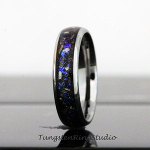 Meteorite Nebula Ring 6mm 8mm Silver Gray Band Men Women Ring Outer Space Ring Wedding Ring Anniversary Ring Doom Comfort Fit Tungsten Ring