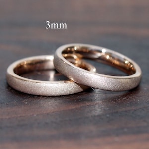 Dainty Rose Gold Sandblasted Tungsten Wedding 2mm 3mm Ring Band Rose Gold Ring Minimalist Ring Anniversary Ring Stackable ring Women Ring image 4