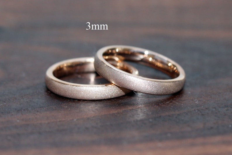 Dainty Rose Gold Sandblasted Tungsten Wedding 2mm 3mm Ring Band Rose Gold Ring Minimalist Ring Anniversary Ring Stackable ring Women Ring image 4