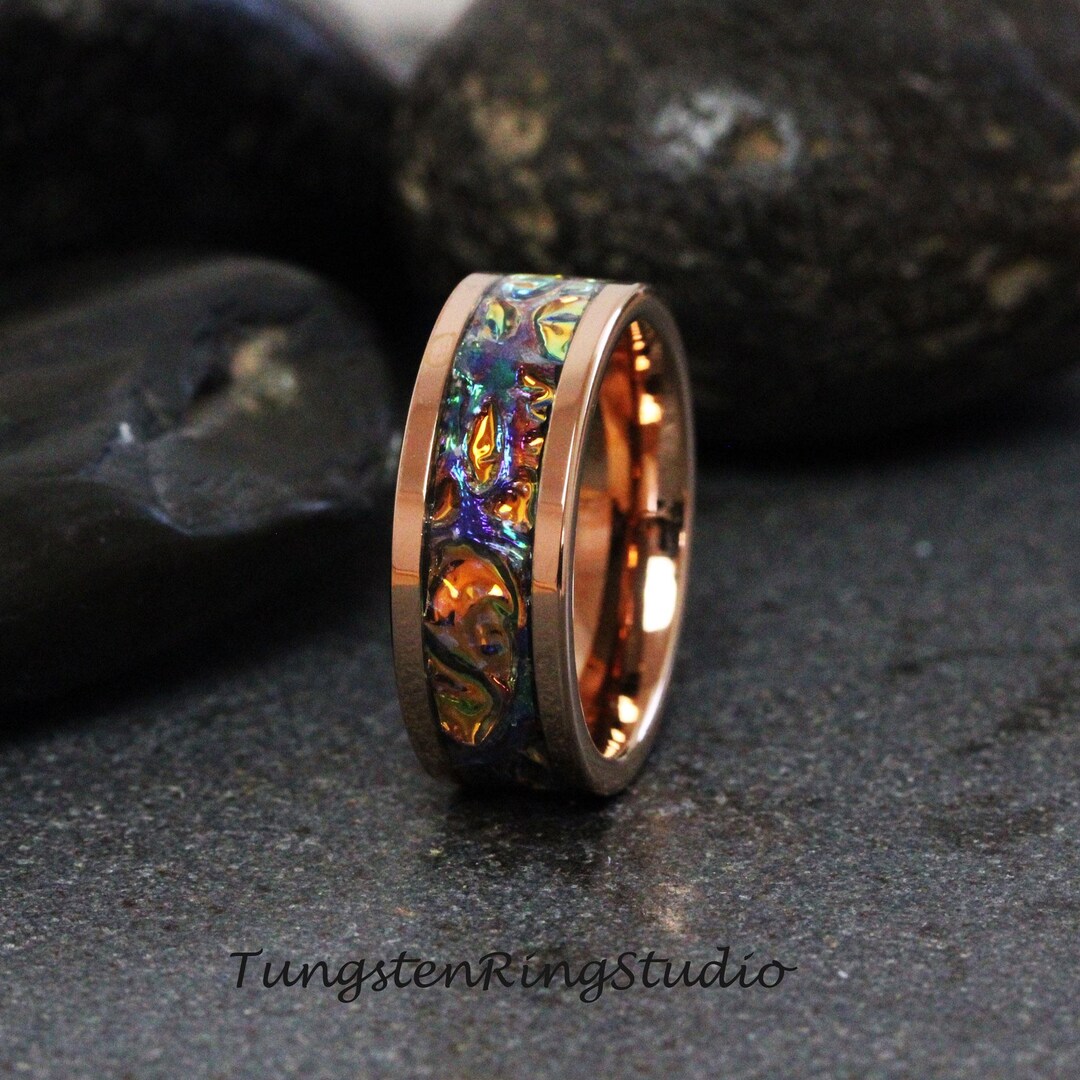 Tide Dye Orange Burl Dichrolam Polish Rose Gold Tungsten Wedding Color ...