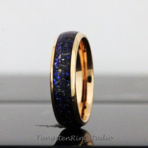 Meteorite Nebula Ring 6mm 8mm Rose Gold Band Men Women Ring Outer Space Ring Wedding Ring Anniversary Ring Doom Comfort Fit Tungsten Ring