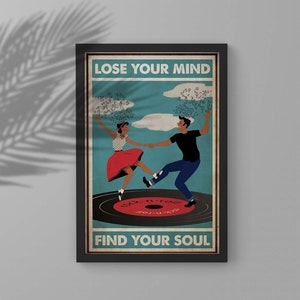 Lose Your Mind Find Your Soul Vintage Musik Poster, Rockabilly Musik Leinwand, Rock-n-Roll Wandkunst Geschenk für Paare, Tanzende Kunstdruck
