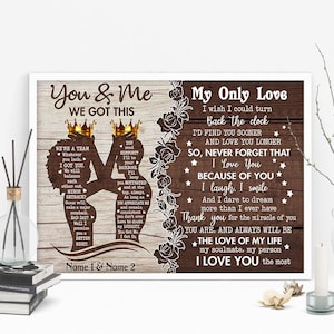 You & Me We Got This Custom Name Poster, Black Couples Canvas, Black Queen and Black King Vintage Poster, Black Pride Wall Art
