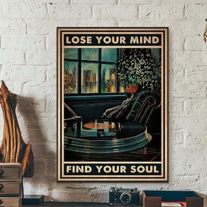 Lose Your Mind Find Your Soul Vintage Music Poster, Pot Head Music Notes Art Print, Vinyl Print Canvas, Vintage Music Wall Decor Living Room