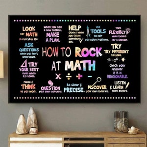 How to Rock At Math Print Poster Leinwand, Lehrer Geschenk, Schulanfang Geschenk, inspirierte Mathe Klassenzimmer Dekoration, Mathelehrer Wanddekoration